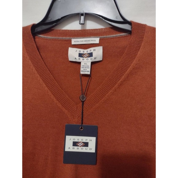 NWT Joseph Abboud Mens Merino Wool Lightweight Sweater Rust Sz XL - Picture 5 of 7